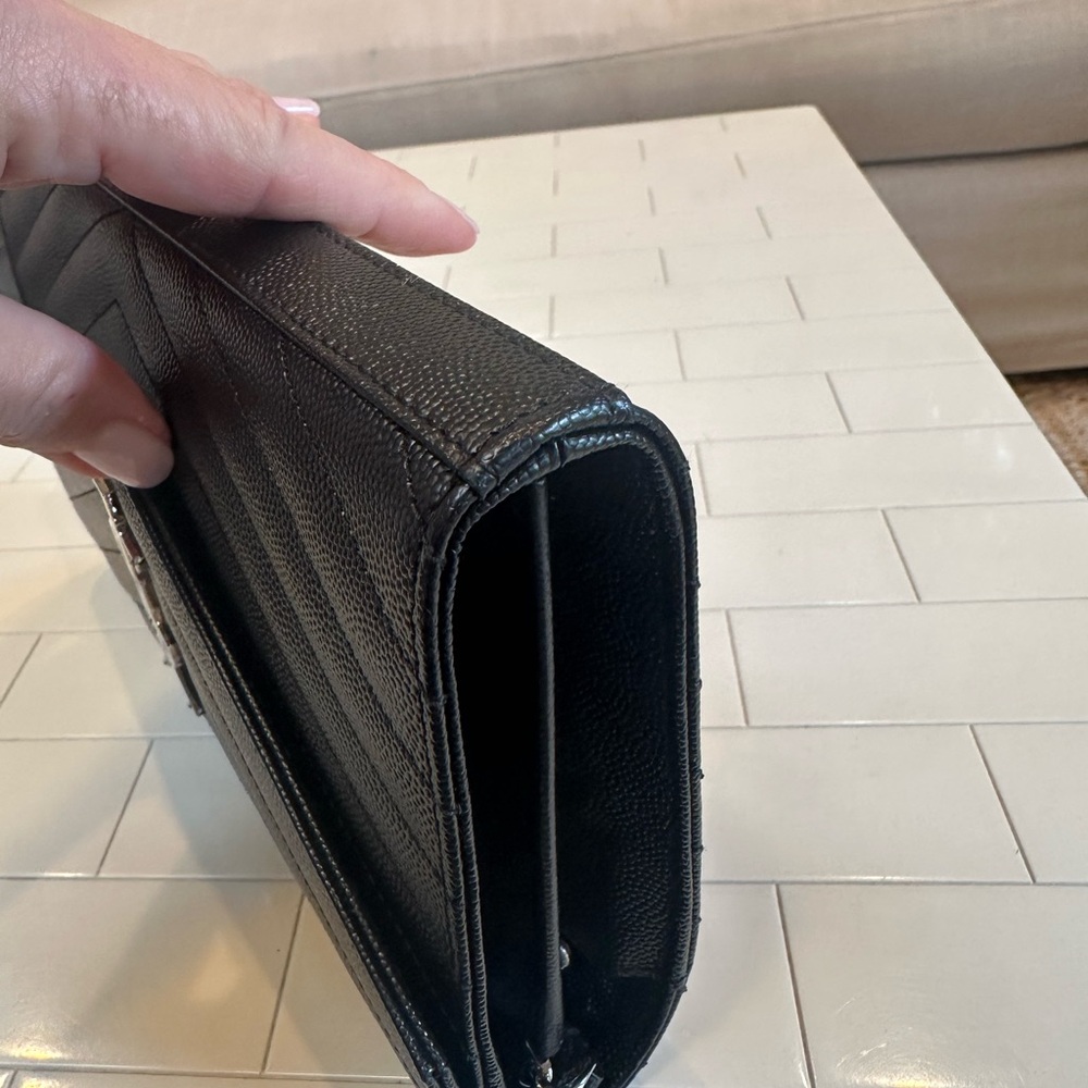 SAINT LAURENT Classic Black Cassandre Chain Wallet with Silver Hardware (NWT) - Picture 4 of 10